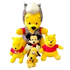 【5体まとめ売り】ディズニー ぬいぐるみ セット くまのプーさん シマウマフード ミッキーマウス プルート