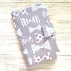 ハンドメイド 通帳ケース お薬手帳ケース 北欧 リボン柄
