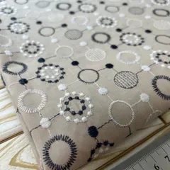 縦100cm×横90cm 刺繍生地 ベージュ NO,122