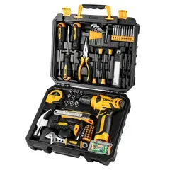 【8V電動ドリル付き】126点組 工具セット ツールセット 工具 日曜大工 DIYセット ドリル 電動工具セット 家庭用 ホームツールセット 家具の組み立て 住まいのメンテナンス用 大工道具セット 便利な収納ケース付き