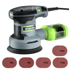 WORKPRO サンダー ランダムサンダー 13000RPM 6段階調速 高集塵システム マジックテープ式 サンドペーパー20枚 仕上げサンダー DIY日曜大工 木工作業 研磨 仕上げ 荒削り 日本語取扱説明書e 21a71469
