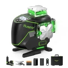 ☆新品☆Huepar S04CG グリーンレーザー墨出し器 4x360°フルライン 自動補正/傾斜モード LCD角度表示 エレベーターマウント対応 パルスモード(受光器対応) スマホ連携リモート操作対応 リモコン付き 3電源方式(充電池/単3 862feafe