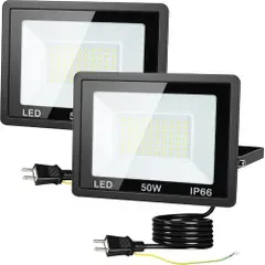 ☆新品☆LED投光器 50W 【2個セット】 作業灯 100V 6500K 昼光色 11000LM 高輝度 120°広角 IP66防水 2Mコード 省エネ 軽量 ledライト屋外 船舶 庭園 夜間作業 工事現場 駐車場 看板灯 ガレージ 倉庫 e7ab55e9
