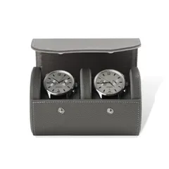 腕時計ケース 15×10×8cm グレー 2本用 PUレザー 携帯用