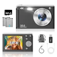 ☆新品☆デジカメ【UHD 4K動画撮影、アップグレードされた真の50MP画像】デジタルカメラ 2.83インチ LED スクリーン 32GB TFカード付き AFオートフォーカス コンパクトカメラ 16倍ズーム フラッシュ 手振れ補正機能を備え 5a919c06