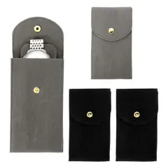 腕時計ケース グレイ&ブラック 4個セット 13×7cm ベルベット調 携帯用
