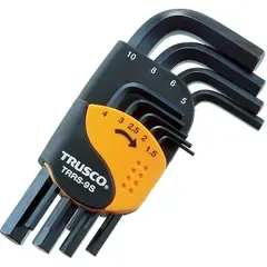 【新品】 トラスコ中山(TRUSCO) 六角棒レンチセット ショートタイプ 黒 1.5/2/2.5/3/4/5/6/8/10mm ホルダが回転でき 9本組 TRRS-9S