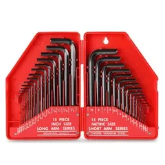 【新品】 Hi-Spec 六角レンチセット メトリック&インチ Cr-V鋼 黒染め 0.7?10mm/0.028?3/8 折りたたみケース付 家具組立・整備用