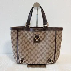 กระเป๋าผ้าแคนวาส GUCCI GG หนังสีเบจ