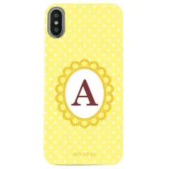 【新品未使用】 AQUOS wish6 SH-M36 A603SH アクオスウィッシュ6 クリア ハードケース ( 水玉模様 イニシャルA ) イエロー ドット 水玉 イニシャル アルファベット