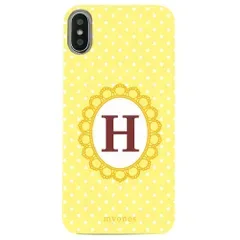 【新品未使用】 AQUOS wish6 SH-M36 A603SH アクオスウィッシュ6 クリア ハードケース ( 水玉模様 イニシャルH ) イエロー ドット 水玉 イニシャル アルファベット
