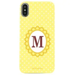 【新品未使用】 AQUOS wish6 SH-M36 A603SH アクオスウィッシュ6 クリア ハードケース ( 水玉模様 イニシャルM ) イエロー ドット 水玉 イニシャル アルファベット