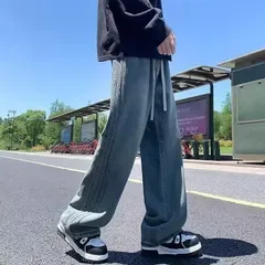 デニムパンツ メンズ ワイドパンツ ロングパンツ ボトムス ウエストゴム ジーンズ ジーパン デニム シンプル カジュアル 大人 ゆったり おしゃれ 通勤 通学 メンズファッション