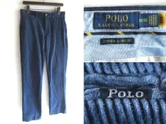 現行/QRコードタグ POLO RALPH LAUREN ラルフローレン STRETCH CLASSIC FIT ロゴピスネーム ストレッチ 太畝 コーデュロイパンツ w30 青