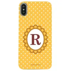 【新品未使用】 AQUOS R11 SH-51G クリア ハードケース ( 水玉模様 イニシャルR ) オレンジ ドット 水玉 イニシャル アルファベット