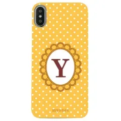【新品未使用】 AQUOS wish6 SH-M36 A603SH アクオスウィッシュ6 クリア ハードケース ( 水玉模様 イニシャルY ) オレンジ ドット 水玉 イニシャル アルファベット