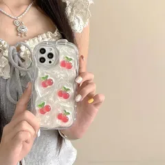 iphone 14Plus 用 ケース チェリー さくらんぼ 立体 クリア 韓国 かわいい いphoneケース 人気スマホケース キラキラ おしゃれ ランキング なみなみ シンプル 透明 ソフト アイフォンケース