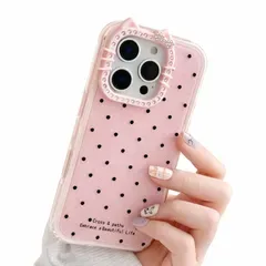 saymi's iPhone 16pro 用 ケース ねこジュエル × ドット 韓国 (ピンク) 猫耳カメラフレーム