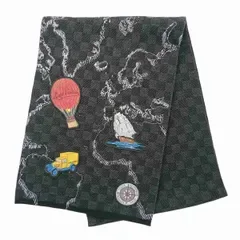 LOUIS VUITTON ルイ・ヴィトン エシャルプ・プティ ダミエ・グラフィティマップ マフラー M75903 メンズ ウール ブラック 中古