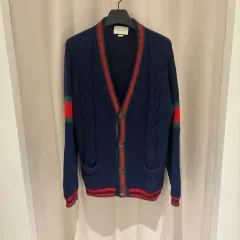 (XL) เสื้อคาร์ดิแกนถักเคเบิลขนาดใหญ่ของ Gucci