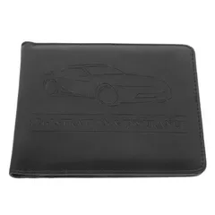 【新品】 iplusmile 車検証ケース 自動車保険書類ホルダー PUレザー ブラック 二つ折り 透明ポケット 車内書類収納