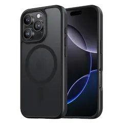 【新品】 NIMASO iPhone16ProMax用ケース MagSafe対応 半透明 耐衝撃 アイフォン16プロマックス対応 (6.9インチ)ブラック