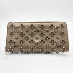 Christian Louboutin クリスチャン ルブタン 長財布 スタッズ ラウンドファスナー パネトーネ ブラウン