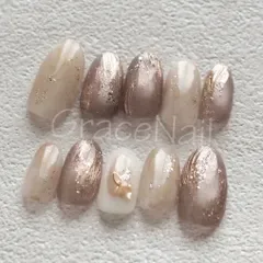No.2306 現品販売!ネイルチップ ベージュ/マグネット/ニュアンス