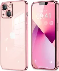 【特価セール】ソフト アイフォン スリム 人気 13 変形防止 軽量 TPU カバー 薄型 カメラ保護 衝撃吸収 クリア ケース ストラップホール付き(ローズゴールド) iPhone13 用の