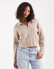 コットンオン レディース アウター ニット・セーター セーター Cotton On luxe collar sweater in acorn Acorn