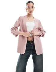 ピーシーズ レディース アウター ジャケット・ブルゾン ギャザー ブレザー Pieces ruched sleeve blazer in woodrose Woodrose ピンク