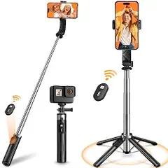 MACOO 自撮り棒 【家電批評ベストバイ受賞】 スマホスタンド 安定性アップ 「超ミニ?四脚モデル」 最大103cmまで スマホ 三脚 コンパクト 軽量 じどり棒 iphone android対応 セルカ棒 折りたたみ式 selfie stick リモコンe