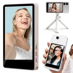 【4K対応】BETTDOW スマホ用自撮りモニター iPhone/Android適用 有線/無線接続 リアカメラ撮影 リアルタイムミラーリング スピーカー搭載 音量/輝度調整可 マグネット固定 Vlog撮影/ライブ配信/TikTok/YouTubeに最適 背e
