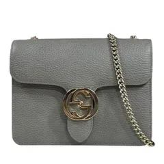 グッチ インターロッキングG ショルダーバッグ レザー 510304 グレー レディース GUCCI 中古 グッチ