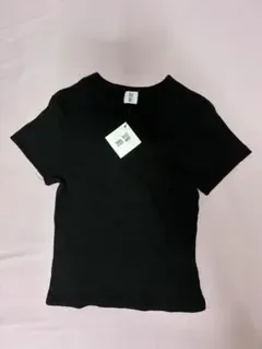 SUWDEE リブニットミニTシャツ ブラック フリーサイズ 新品