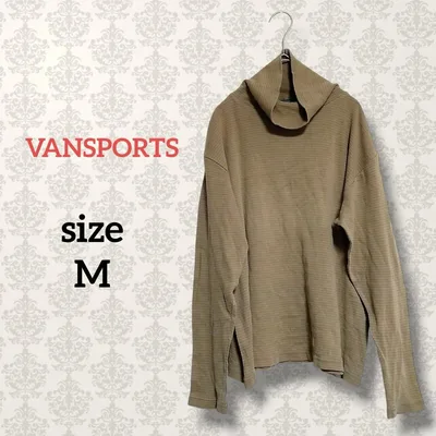 VANSPORTS【M】タートルネック長袖カットソー 無地 シンプル カジュアル