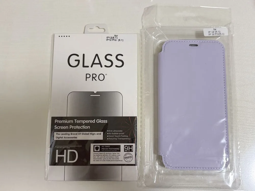 iPhone 12/12 Pro用 手帳型ケース&ガラスフィルムセット