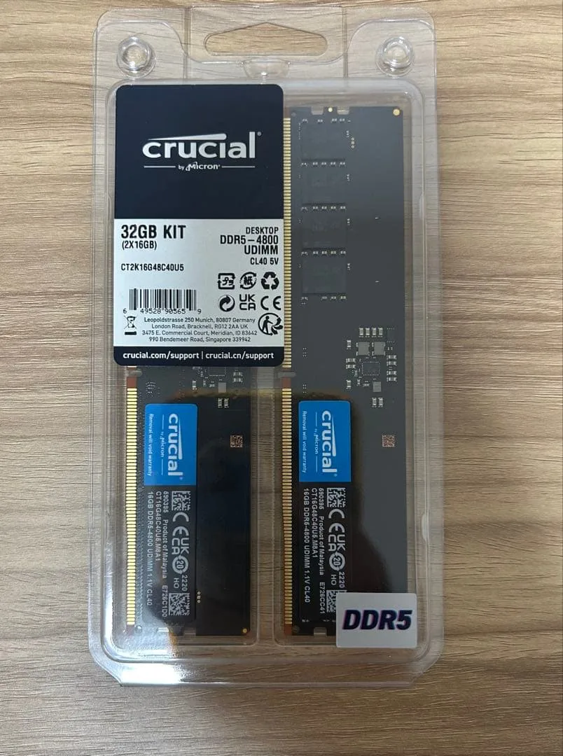 Crucial製 32GB(16GB×2枚) DDR5-4800