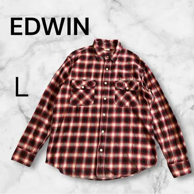 EDWIN エドウィン チェックシャツ 赤 Lサイズ カジュアル