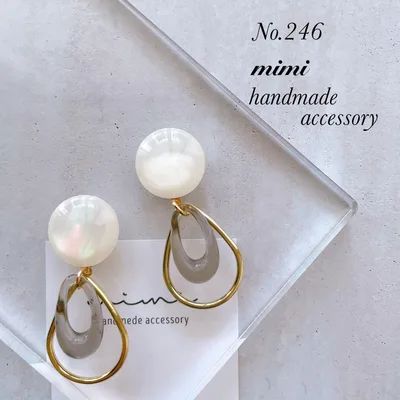 ハンドメイド ピアス 246 パールカボション