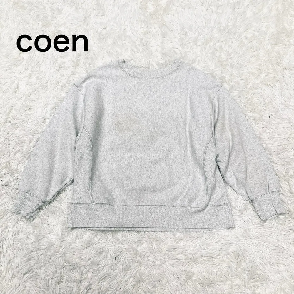 コーエンcoen スウェット クルーネック グレー L 裏起毛 無地 シンプル