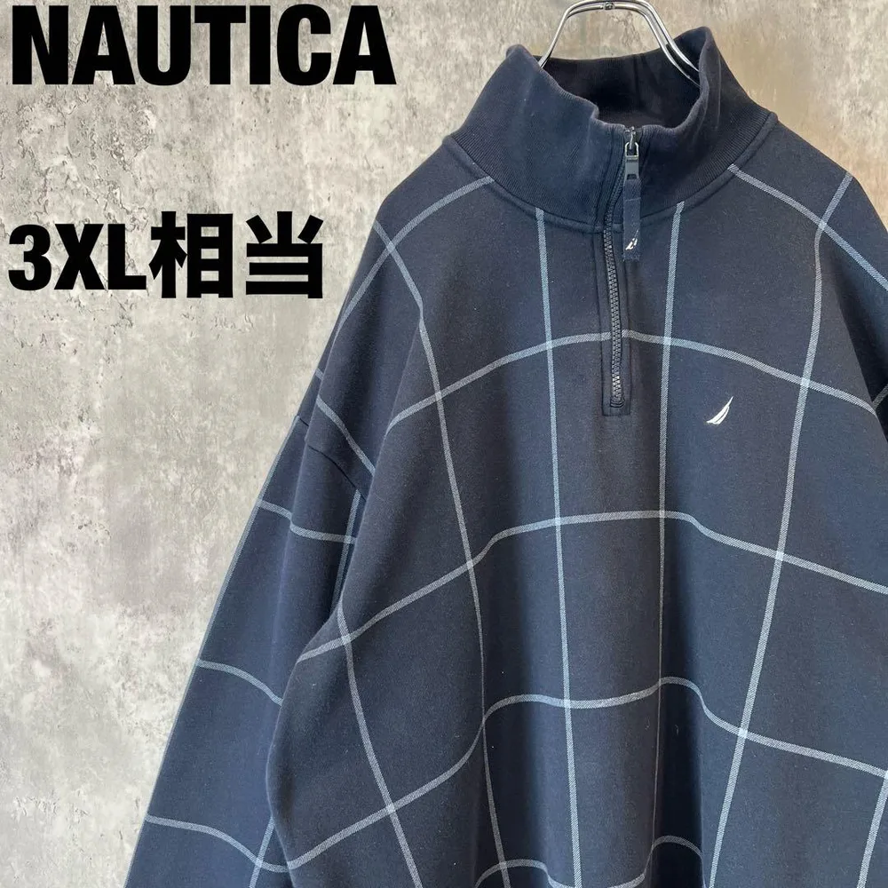 ノーティカ ハーフジップスウェット 3XL相当 ネイビー ウィンドペン 刺繍ロゴ