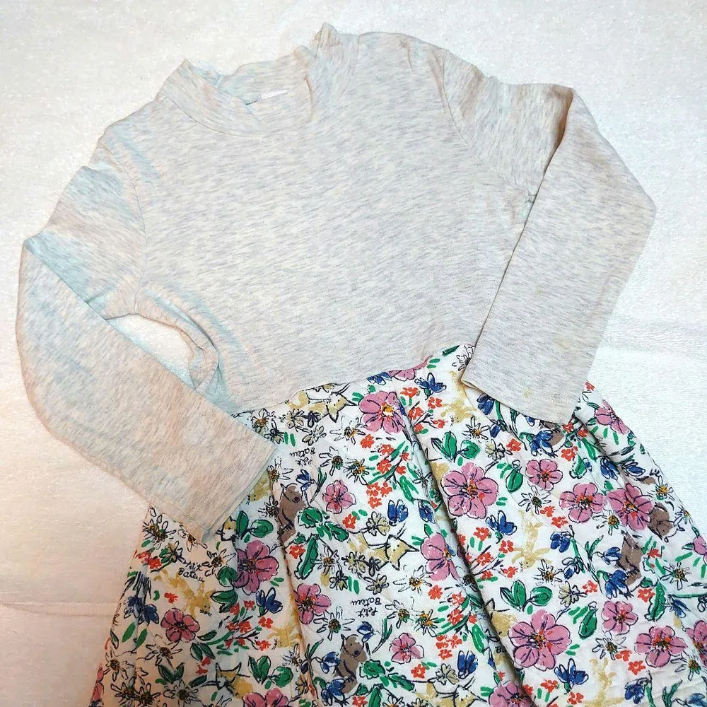 PETIT BATEAU プチバトー 花柄 長袖ワンピース120