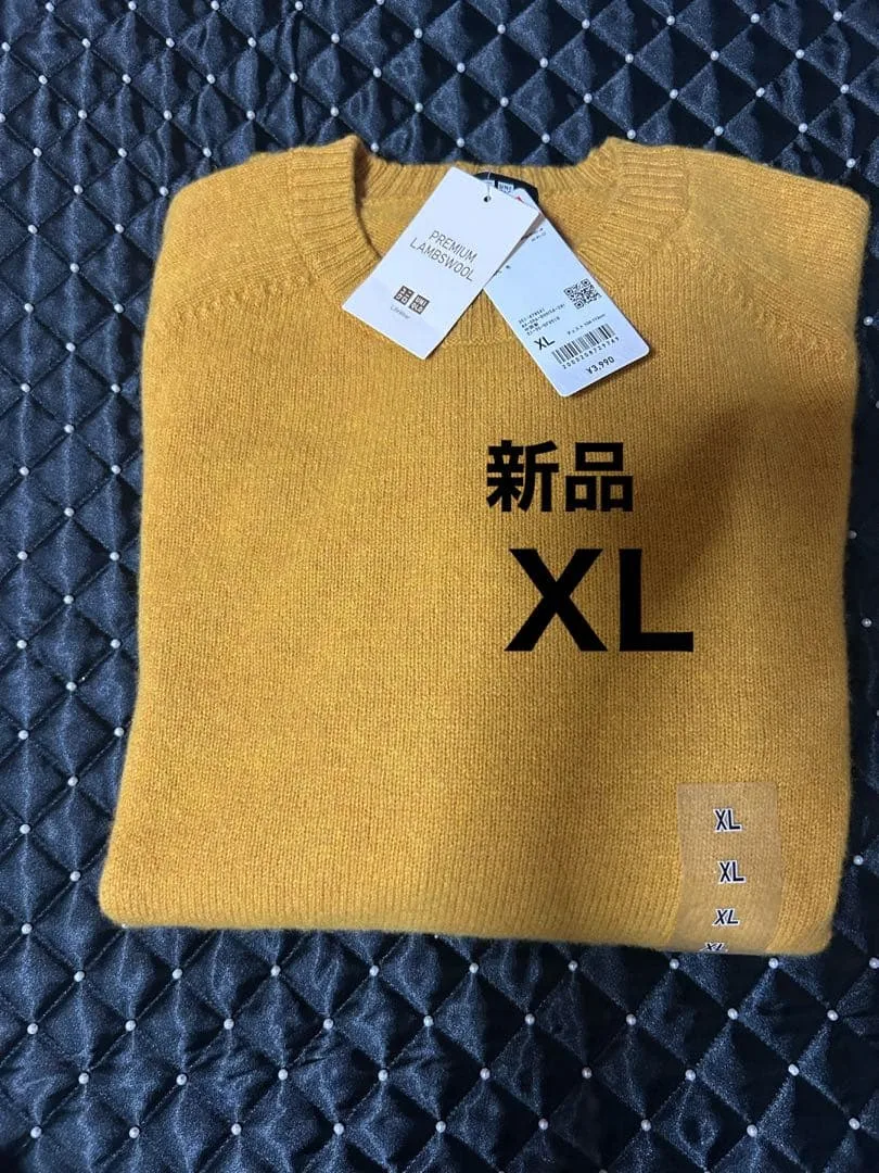 UNIQLO ラムクルーネックセーター イエロー XL