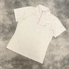 『FILA』フィラ ポロシャツ ゴルフウェア 半袖 ドット ハーフジップ 白 L