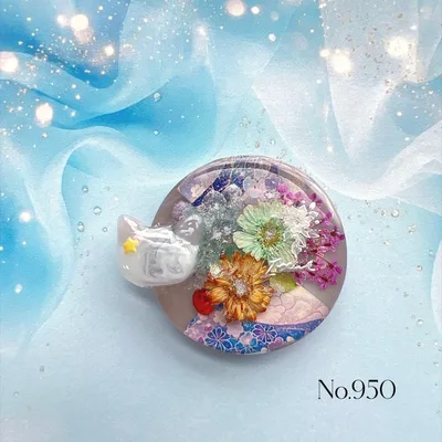 レジン ヘアゴム ドライフラワー ねこちゃん No.950