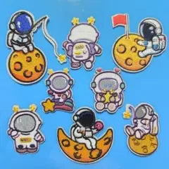 アイロンワッペン【403】刺繍ワッペン 宇宙飛行士 宇宙 惑星 月 パッチ