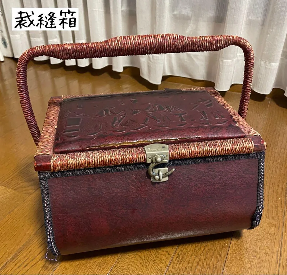 茶谷産業 化粧箱 裁縫箱 日本製 レザー 希少 昭和レトロ