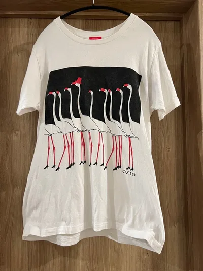 OZIO オジオ フラミンゴ プリント Tシャツ ホワイト Mサイズ 男女兼用