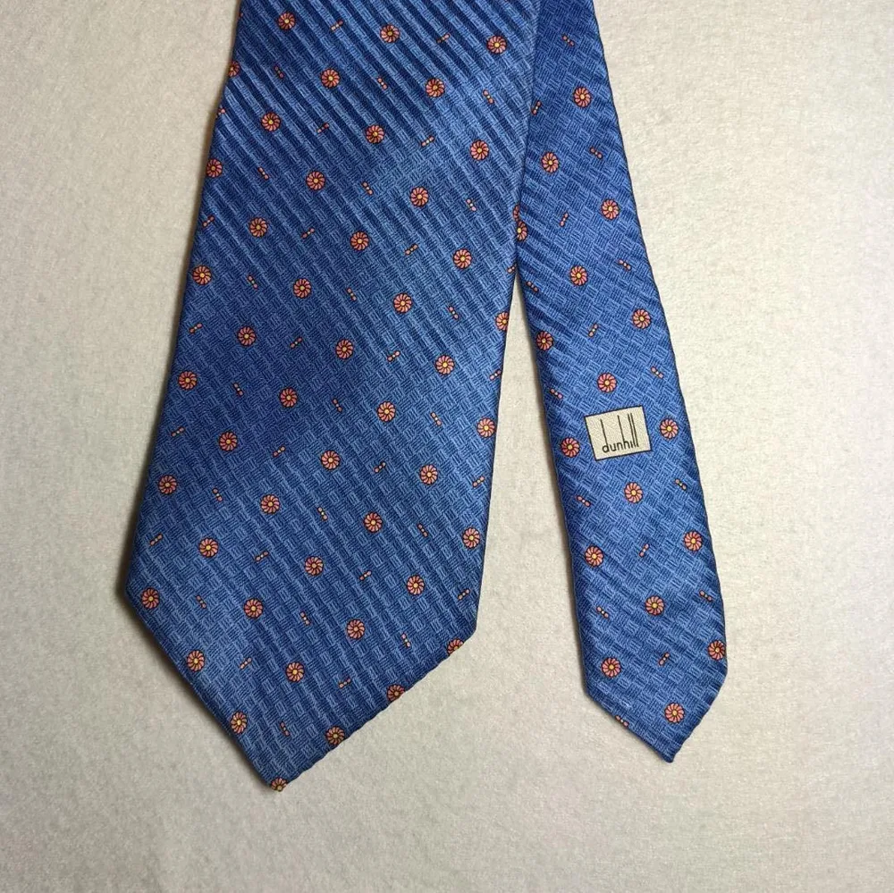 ダンヒル dunhill ネクタイ ブルー 大剣幅10cm シミあり 中古156